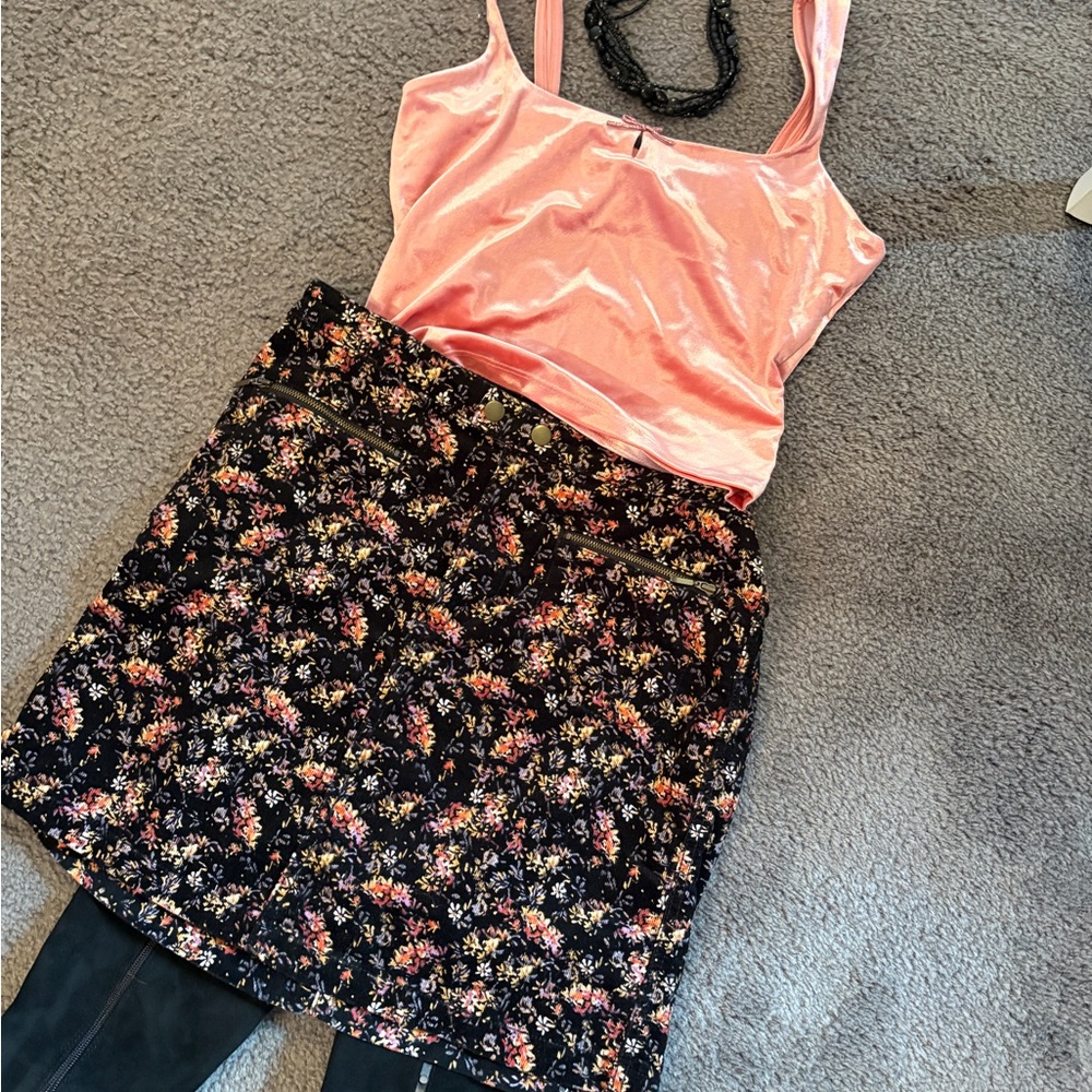 Mossimo Supply Co. Floral Corduroy Mini Skirt | Size 6